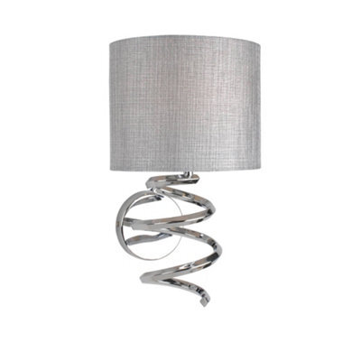 Pagazzi Lighting Pagazzi Kasi 1 Light Polished Chrome Wall Light With Grey Shade - image 1