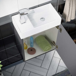 Nes Home Cloakroom Grey 400mm Wall Hung Basin Sink Vanity Unit And Toilet Pan - thumbnail 5