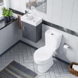 Nes Home Cloakroom Grey 400mm Wall Hung Basin Sink Vanity Unit And Toilet Pan - thumbnail 4