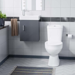 Nes Home Cloakroom Grey 400mm Wall Hung Basin Sink Vanity Unit And Toilet Pan - thumbnail 2