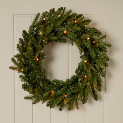50Cm Fraser Fir Natural Pre-Lit Christmas Wreath - Green - image 1