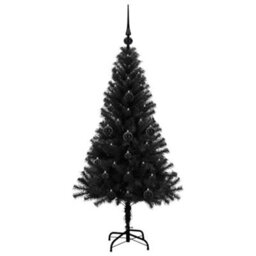 Vidaxl Christmas Tree With 150 Leds With Stand Black 120 Cm Pvc - thumbnail 4