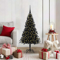 Vidaxl Christmas Tree With 150 Leds With Stand Black 120 Cm Pvc - thumbnail 1