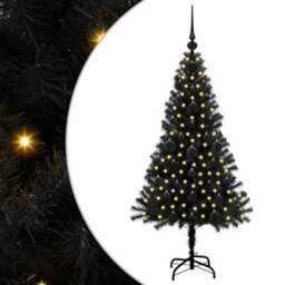 Vidaxl Christmas Tree With 150 Leds With Stand Black 120 Cm Pvc - thumbnail 2