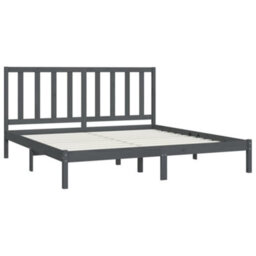 Berkfield Bed Frame Grey Solid Wood Pine 200X200 Cm - thumbnail 4