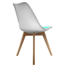 Fusion Living Soho White & Aqua Plastic Dining Chair With Squared Light Wood Legs - thumbnail 6