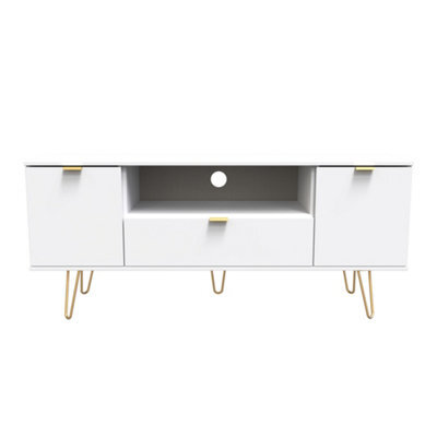 Honshu 2 Door 1 Drawer Wide Tv Unit In White Matt (Ready Assembled) - image 1