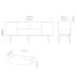 Honshu 2 Door 1 Drawer Wide Tv Unit In White Matt (Ready Assembled) - thumbnail 7