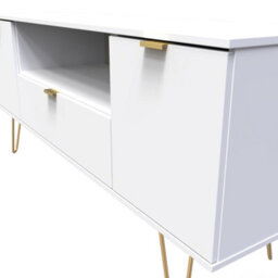 Honshu 2 Door 1 Drawer Wide Tv Unit In White Matt (Ready Assembled) - thumbnail 4