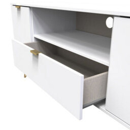 Honshu 2 Door 1 Drawer Wide Tv Unit In White Matt (Ready Assembled) - thumbnail 5