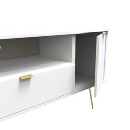 Honshu 2 Door 1 Drawer Wide Tv Unit In White Matt (Ready Assembled) - thumbnail 6