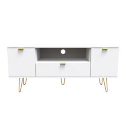 Honshu 2 Door 1 Drawer Wide Tv Unit In White Matt (Ready Assembled) - thumbnail 1