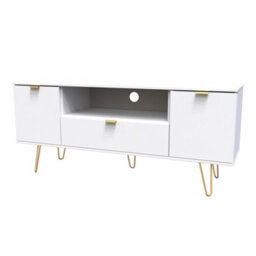 Honshu 2 Door 1 Drawer Wide Tv Unit In White Matt (Ready Assembled) - thumbnail 3