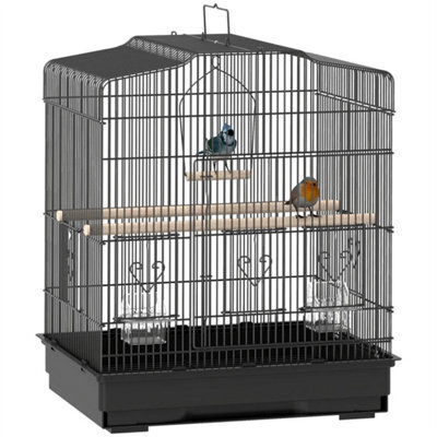 59Cm Large Bird Cage With Perches, Food Bowls, Swing, Black - image 1