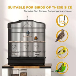 59Cm Large Bird Cage With Perches, Food Bowls, Swing, Black - thumbnail 5