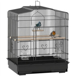 59Cm Large Bird Cage With Perches, Food Bowls, Swing, Black - thumbnail 6