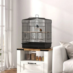 59Cm Large Bird Cage With Perches, Food Bowls, Swing, Black - thumbnail 3