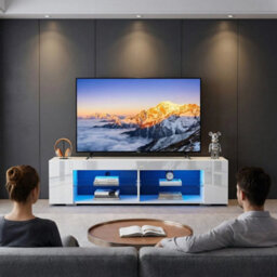 High Gloss Tv Stand Storage Cabinet Cupboard Unit With Rgb Led Light Up - thumbnail 4