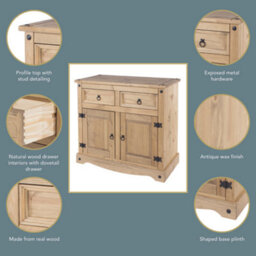 Core Products Corona Small Sideboard, Antique Waxed Pine H80.6Cm X W91.0Cm X D43.0Cm - thumbnail 7
