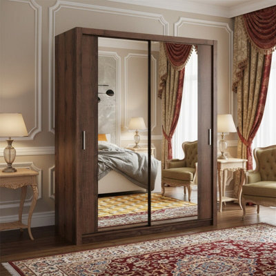 Contemporary Bono Sz180 Monastery Oak Wardrobe With Mirror And Sliding Doors For Efficient Organisation - image 1