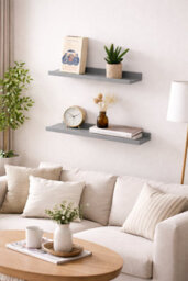Spot On Dealz 48Cm Floating Shelves Set Of 2 Wall Shelves Photo Shelves Grey - thumbnail 5