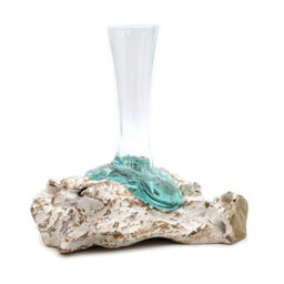 Medium Molten Glass Vase Whitewash Wood Decorative Interior Piece - thumbnail 5