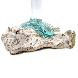 Medium Molten Glass Vase Whitewash Wood Decorative Interior Piece - thumbnail 2