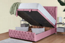 UKBEDFURNITURE Edwina Plush Pink End Opening Divan Ottoman Bed With 54 Inch Headboard - thumbnail 2