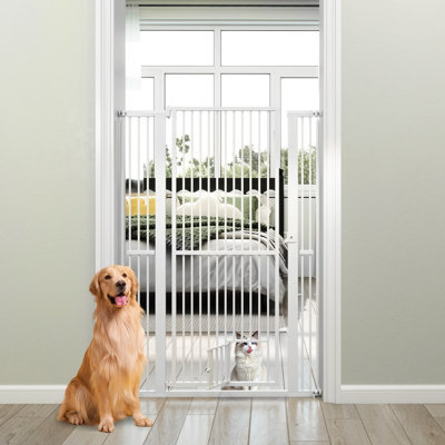 Costway 150Cm Extra Tall Pet Gate Heavy-Duty Metal Cat Gate W/ 77Cm-104Cm Wide Opening - image 1