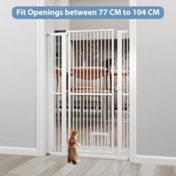 Costway 150Cm Extra Tall Pet Gate Heavy-Duty Metal Cat Gate W/ 77Cm-104Cm Wide Opening - thumbnail 4