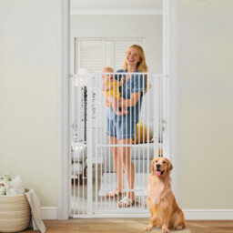Costway 150Cm Extra Tall Pet Gate Heavy-Duty Metal Cat Gate W/ 77Cm-104Cm Wide Opening - thumbnail 3