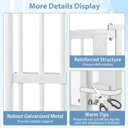 Costway 150Cm Extra Tall Pet Gate Heavy-Duty Metal Cat Gate W/ 77Cm-104Cm Wide Opening - thumbnail 9