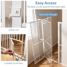 Costway 150Cm Extra Tall Pet Gate Heavy-Duty Metal Cat Gate W/ 77Cm-104Cm Wide Opening - thumbnail 6