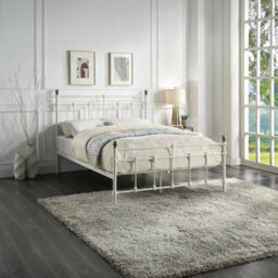 SlumberWorx Bayford Traditional White King Size Metal Bed Frame