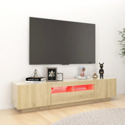 Berkfield Tv Cabinet With Led Lights Sonoma Oak 180X35X40 Cm - thumbnail 4