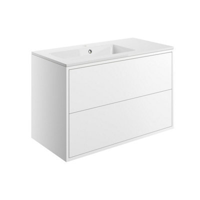 Grasmere Matt White Wall-Mounted Vanity Unit & Basin Set (W)900mm (H)600mm