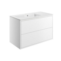 Grasmere Matt White Wall-Mounted Vanity Unit & Basin Set (W)900mm (H)600mm - thumbnail 1