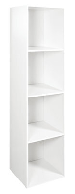 Spot On Dealz 4 Cube Storage Unit Wooden Bookcase  Modern White Display Shelf For Living Room And Bedroom - image 1