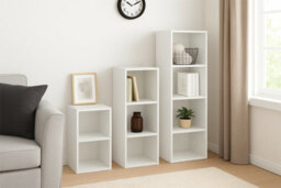 Spot On Dealz 4 Cube Storage Unit Wooden Bookcase  Modern White Display Shelf For Living Room And Bedroom - thumbnail 3