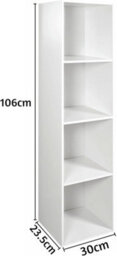 Spot On Dealz 4 Cube Storage Unit Wooden Bookcase  Modern White Display Shelf For Living Room And Bedroom - thumbnail 2