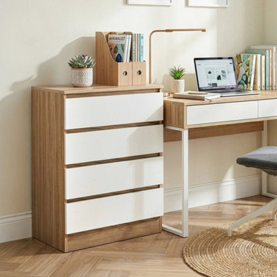 Bedside Chest 4 Drawer Wood Bedroom Storage Furniture Cabinet Unit Modern White - image 1