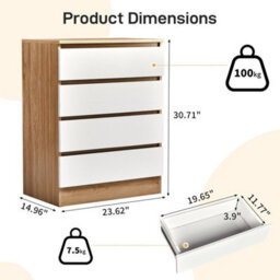 Bedside Chest 4 Drawer Wood Bedroom Storage Furniture Cabinet Unit Modern White - thumbnail 2