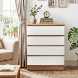 Bedside Chest 4 Drawer Wood Bedroom Storage Furniture Cabinet Unit Modern White - thumbnail 5