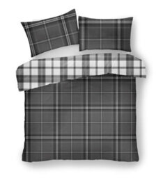 Gc Gaveno Cavailia Swiss Cheked Duvet Cover Bedding Set Grey Single 2Pc With Reversible Checkered Print Quilt Cover - thumbnail 2