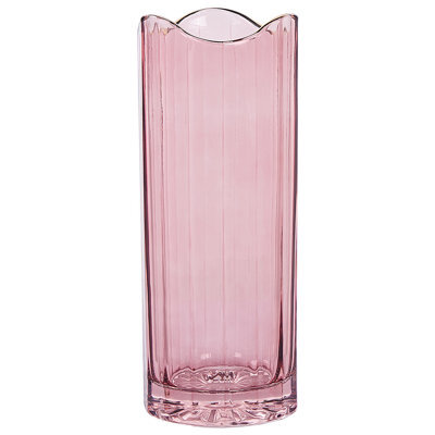 Beliani Flower Vase Perdiki Glass 30 Cm Pink - image 1