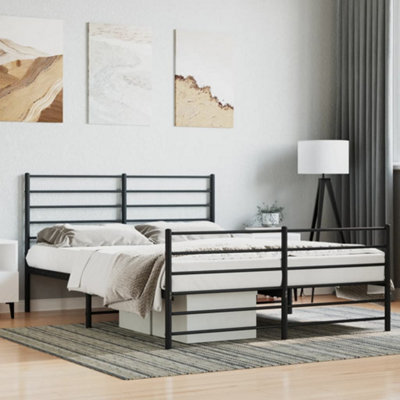 Berkfield Metal Bed Frame With Headboard And Footboard Black 135X190 Cm 4Ft6 Double - image 1