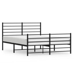 Berkfield Metal Bed Frame With Headboard And Footboard Black 135X190 Cm 4Ft6 Double - thumbnail 2