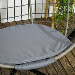 Outsunny Pe Rattan Hanging Swing Chair W/ Stand & Cup Holder, Grey - thumbnail 7