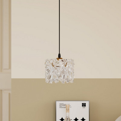 Living And Home Vintage Iron Pendant Lights With Glass Shade,crystal Kitchen Chandelier For Entryway Bathroom Dining Room And Hallway - image 1