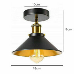 Semi Flush Mount Ceiling Light With E27 Base Industrial Vintage Brass Cone Shade Black In Gold For Kitchen Or Dining Room - thumbnail 2